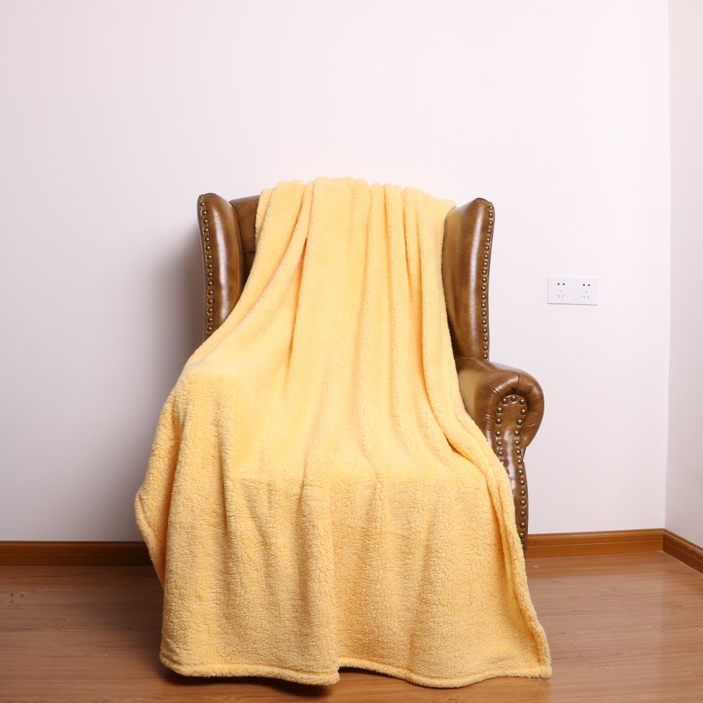 NTBAY Throw Blanket Warm Shaggy Blanket Yellow